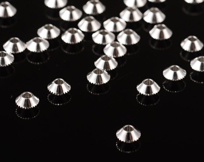 50 Silver Tone Alloy Bicone 4mm Spacer Beads  (A403J)