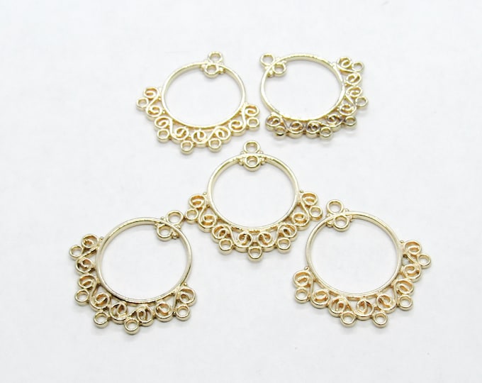 5 Antique Gold 1 to 5 Filigree Chandelier Links 25x24mm (A190b)