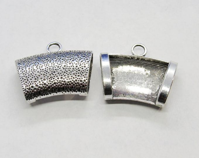 5 Antique Silver Alloy Wrap Scarf Bails w/Pebbled Texture 4.4cm (A25f)