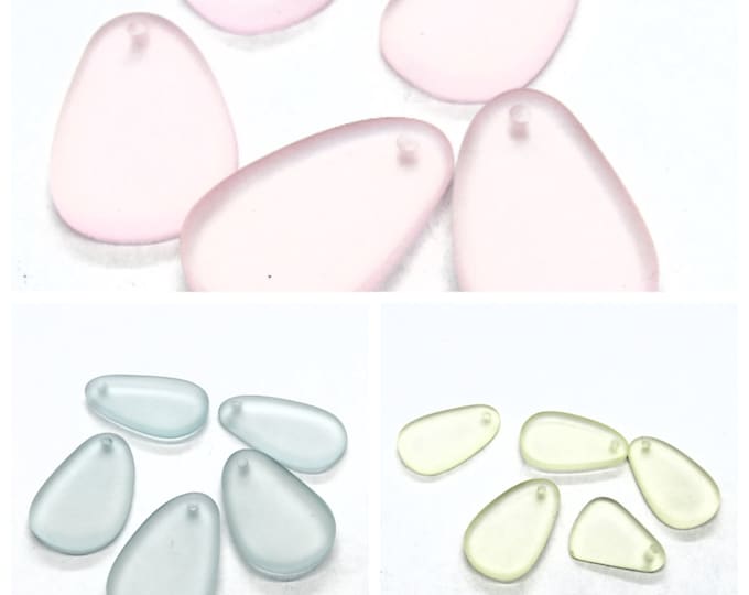 Choice of Color 5 Frosted Drop "Sea Glass" Acrylic Beads 26x15mm (A203)