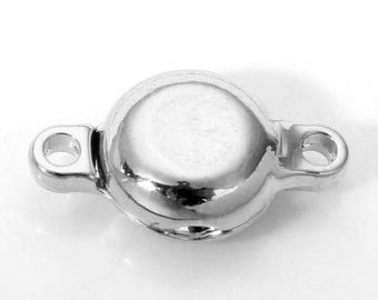 2 Real Platinum Plated Brass Flat Round Magnetic Clasps 16.5x9.5mm  (A515b)