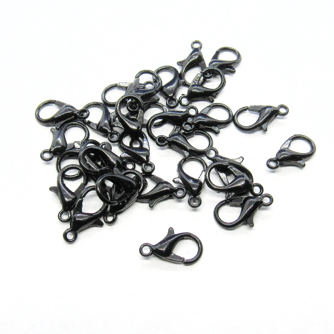 15 Black Alloy Lobster Claw Clasps 12x7mm A216L Etsy