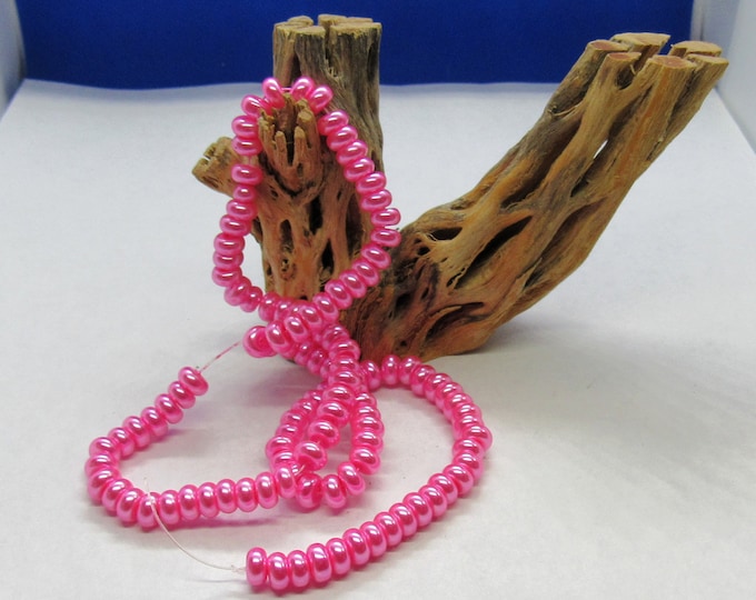 1 Strand 6x4mm Pink Rondelle Glass Pearl Beads (A24j)