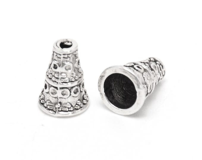 20 Antique Silver Tone Alloy Bead Cap/Cones 10x7mm (A473g)