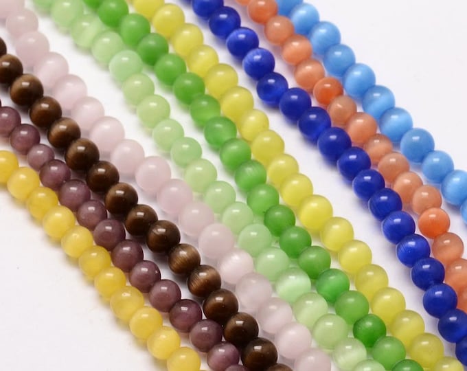 Choice of Color 1 Strand 6mm Cat's Eye Glass Beads (A113k)
