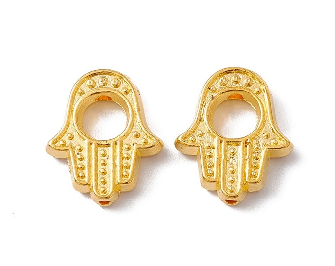 Gold Tone Hamsa Hand/Hand of Fatima/Hand of Miriam Bead Frames 15x13mm  (A404e/f)