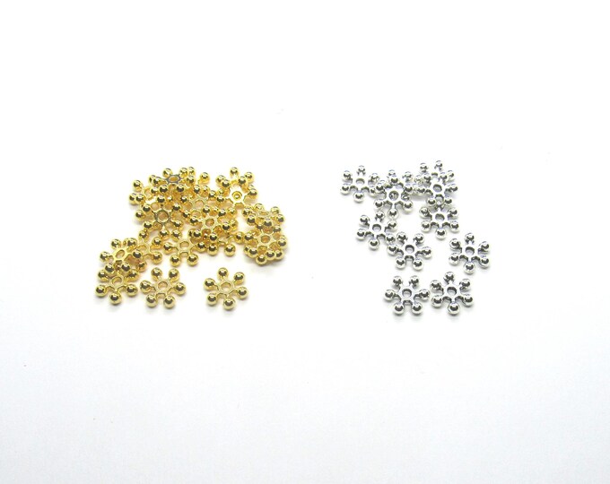 50Pc Choice of Color Tone 10mm Alloy Snowflake Spacer Beads (A295g/h)