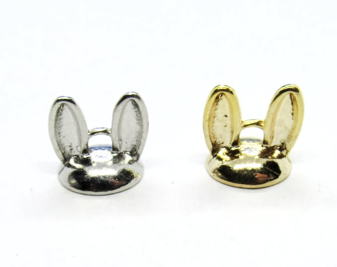 Choice of Color 5 Bunny Ear Bead Caps 12x11mm (Fits 16mm Beads)  (A173c/d)