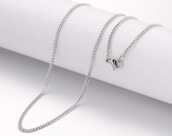5 (304) Stainless Steel Silver Tone Curb Chain Necklaces 23.6" (A511k)