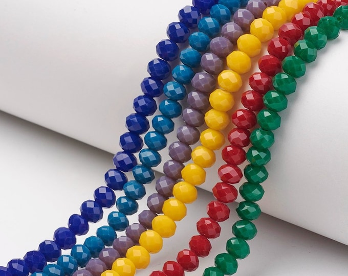Choice of Color 1 Strand 8x6mm Opaque Faceted Glass Rondelle Beads (a127l-o)