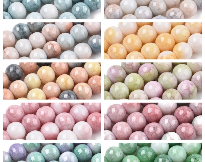 Choice of Color 1 Strand 8mm Opaque Crackle Glass Beads