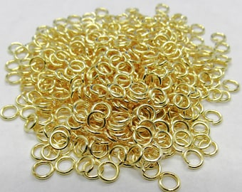 1800 Gold Plated Opened Jump Rings 4mm x .7mm  (A96m)