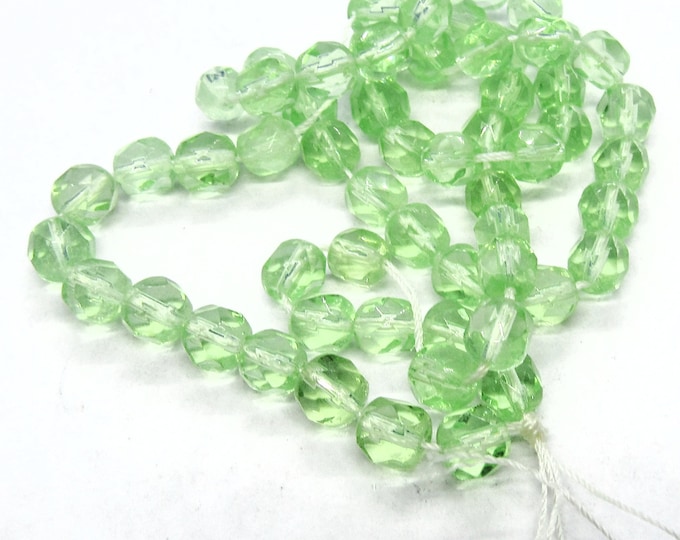 1 Strand 6mm Fire Polished Czech Glass Beads Peridot (A180o)