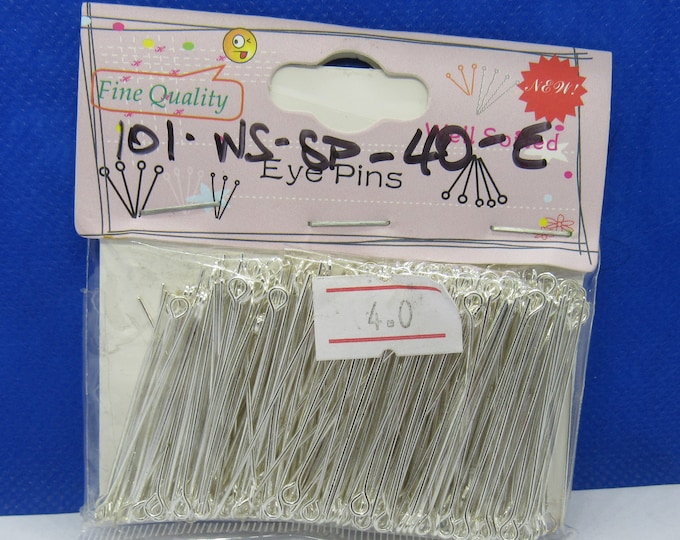 300 Well Sorted Silver Tone Iron Alloy Eye Pins 4cm (21G) (A136h)