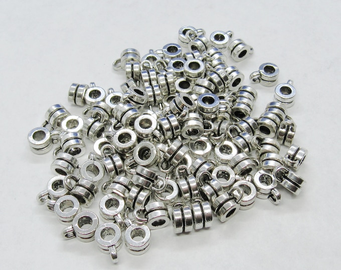 100 Silver Tone 9 x 6mm Alloy Pendant Bails  (Desk E-J)
