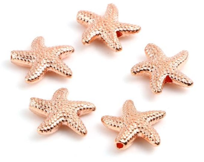 10 Rose Gold Alloy Starfish Shaped Spacer Beads 14x13.5mm  (A514d)