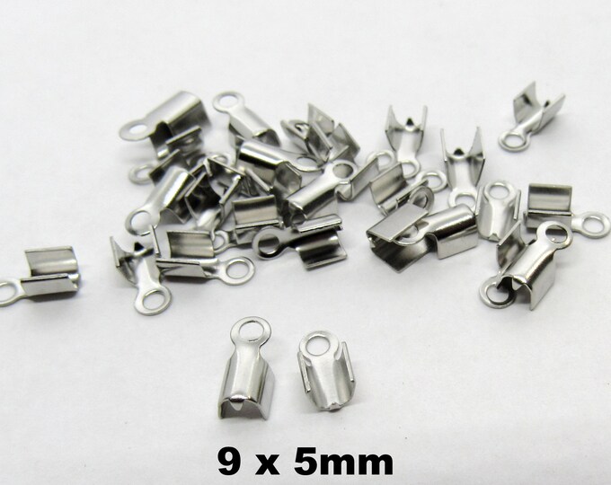 20 Stainless Steel (304) Cord Ends 9x5mm (Fits 3.5mm Cord) (A195j)