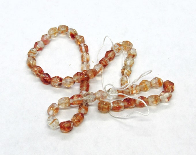 1 Str 5mm Beveled Diamond Barrel Czech Hurricane Glass Beads - Crimson/Crystal (A71j)