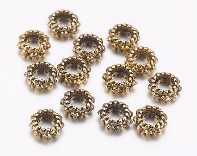Antique Gold 6 x 3mm Alloy Doughnut Spacer Beads  (A476b/c)