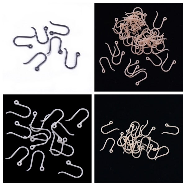 10 Pr (20 pcs) Choice of Color Environmental Plastic Earring Hooks Ear Wires 9x11mm (A264f-g/290b-c)