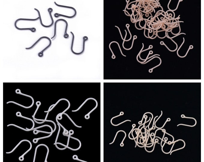 10 Pr (20 pcs) Choice of Color Environmental Plastic Earring Hooks Ear Wires 9x11mm (A264f-g/290b-c)