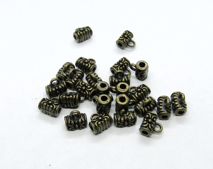 Antique Bronze Tone 7 x 4mm Alloy Flower Pendant Bails  (A117i/376f)