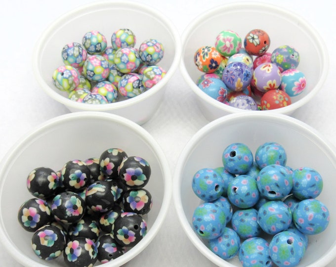 20pcs Choice of Color 11-12mm Handmade Round Polymer Clay Beads (A161g)