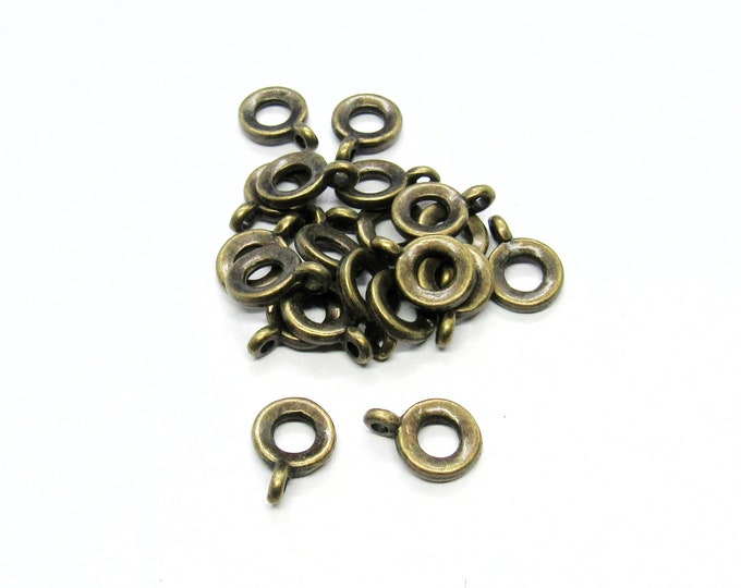 20 Antique Bronze 11 x 8mm Alloy Round Pendant Bails  (A156h)