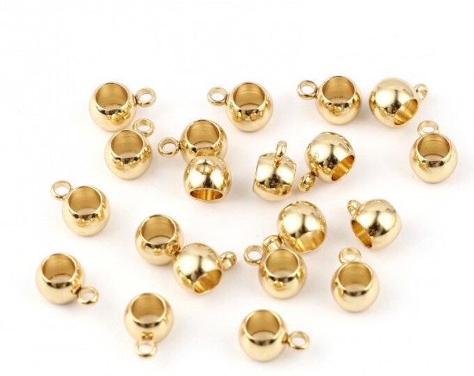5 pcs Gold Plated Stainless Steel 9x6mm Smooth Round Bails (A280i)