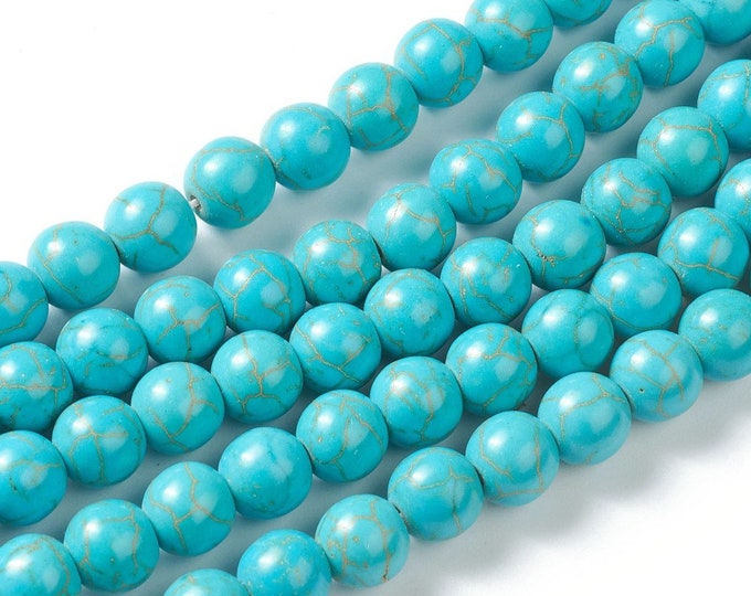 1 Strand 8mm Round Synthetic Turquoise Beads  (A367b)