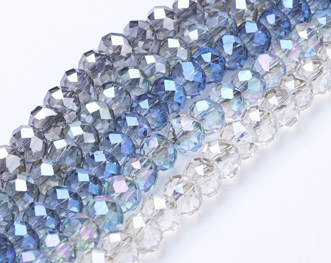 Choice of Color 1 Strand 6x5mm Electroplate Full Rainbow Plated Faceted Glass Rondelle Beads (A238c1-4)
