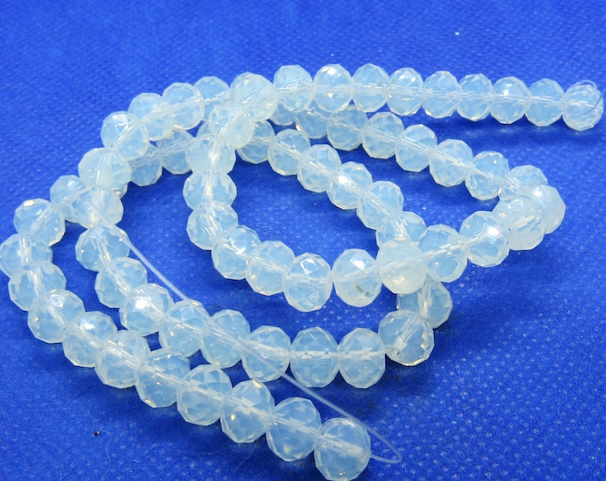 1 Str 8x6mm Opalite Faceted Glass Rondelle Beads (A269h)