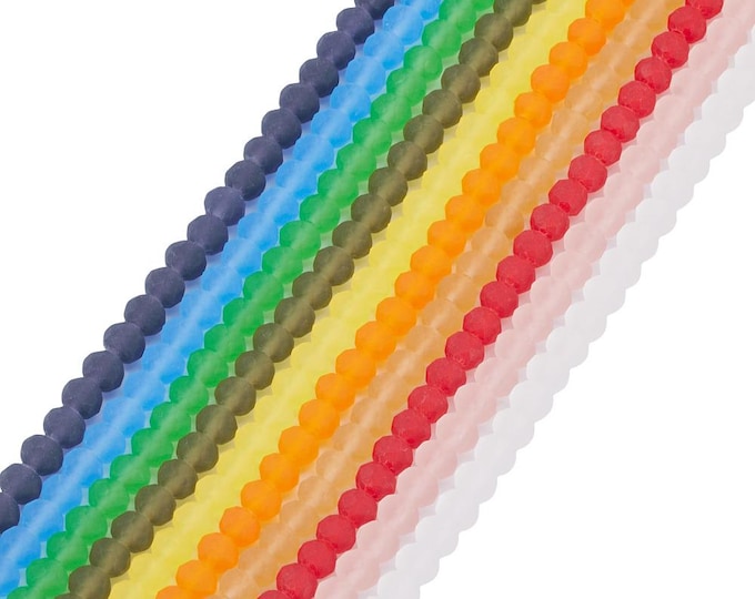 Choice of Color 6x4.5mm Frosted Rondelle Glass Beads (a27)