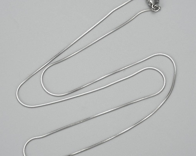 5 (304) Stainless Steel Silver Tone Snake Chain Necklace 17.7" (A323a)