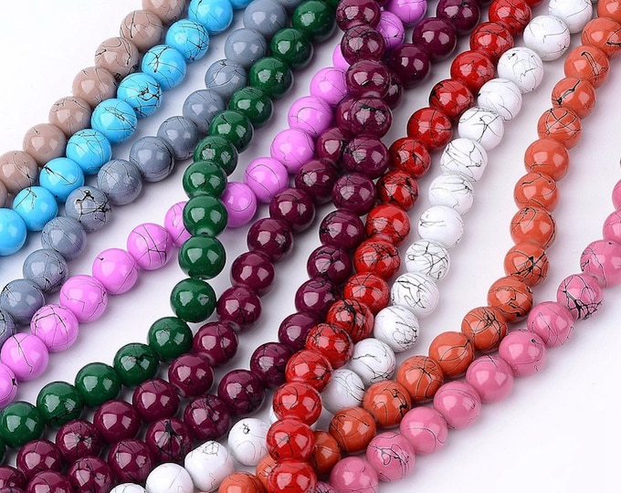 Choice of Color 1 Strand 8mm Round Drawbench Glass Beads (A258/283)