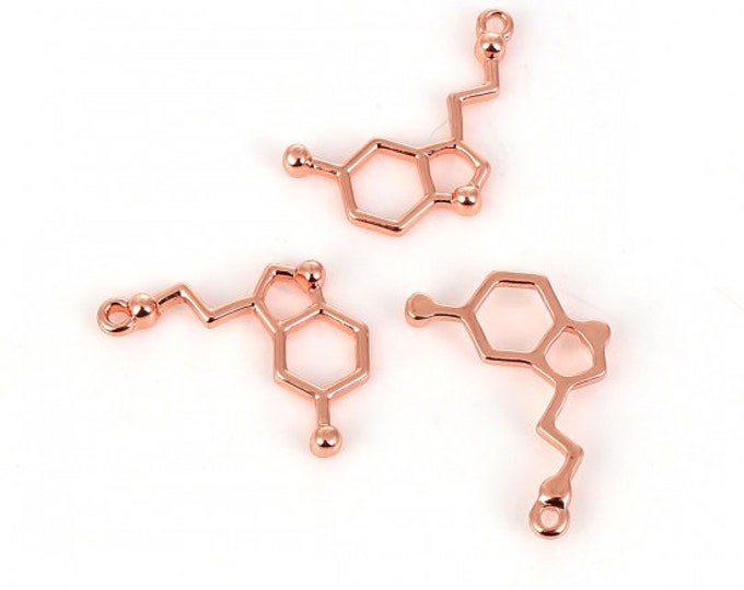 5 Rose Gold Plated Alloy Molecule Chemistry Science Connector Links 24x14mm (A273n)