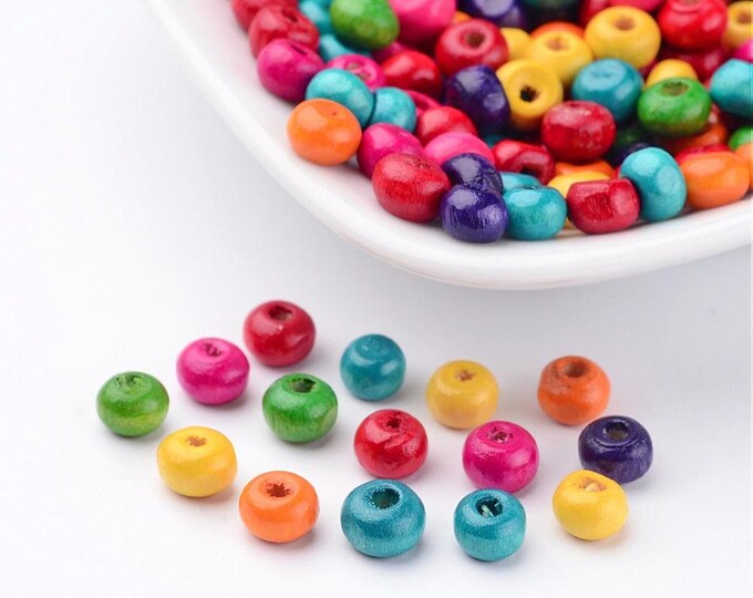 200 Pcs 5.5 x 4mm Natural Wooden Rondelle Beads - Assorted  (A54a)