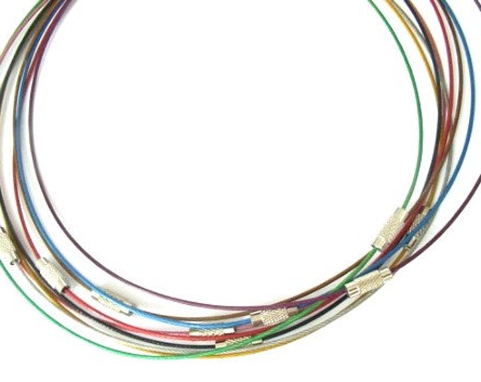 Choice of Colors Stainless Steel Wire Choker Necklaces 17.5" (A197a)