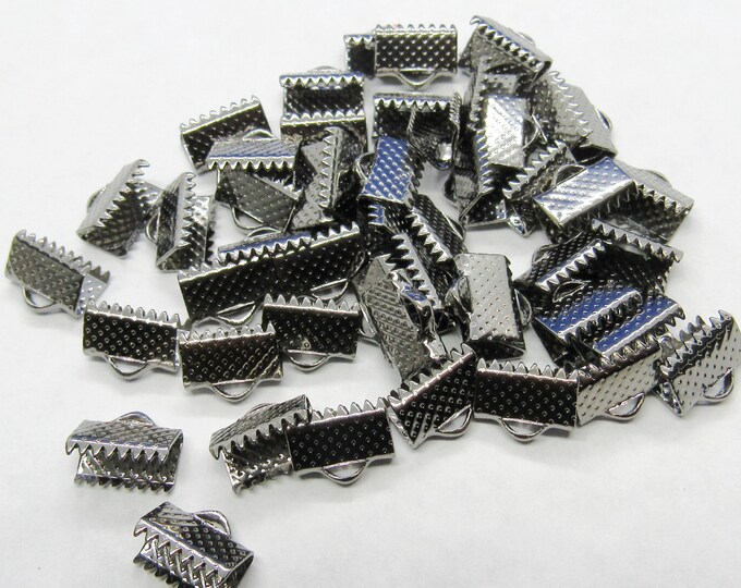 50 Gunmetal Tone Alloy Ribbon Briefcase Crimp Beads 10x8mm  (A143n)