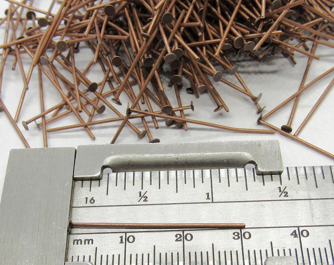 50G (200) Red Copper Tone Alloy Head Pins (30mm/1 1/4") 21G (A71e)