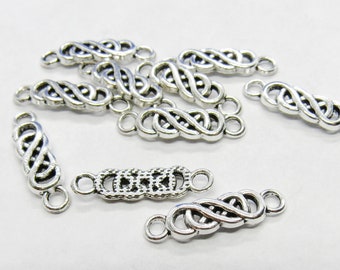 Antique Silver Tone Twist Infinity Symbol Connector Links 22x6mm (a66J/A104d)
