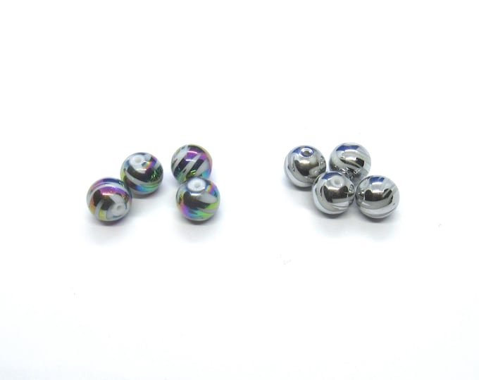 Choice of Color 20pcs Electroplate Glass Beads 10mm -swirl pattern (a295j/k)