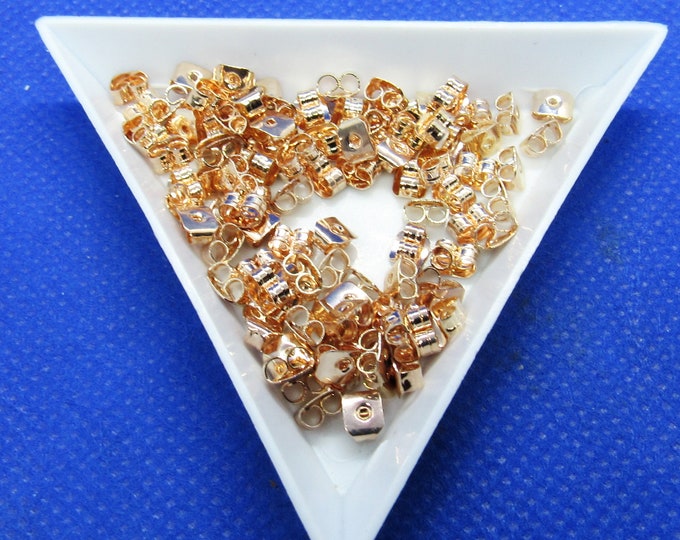 100 Pcs Rose Gold Tone Ear Nut Post Stoppers 5 x 4mm (A187t)