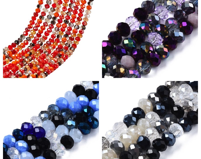 Choice of Color 1 Strand 6x5mm Electroplate Faceted Glass Rondelle Bead Sets (A450e-h)