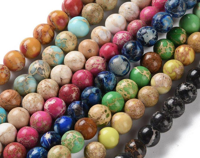 Choice of 1 Strand 8mm Dyed Natural Regalite/Imperial Jasper/Sea Sediment Jasper Beads (A489a1-5)