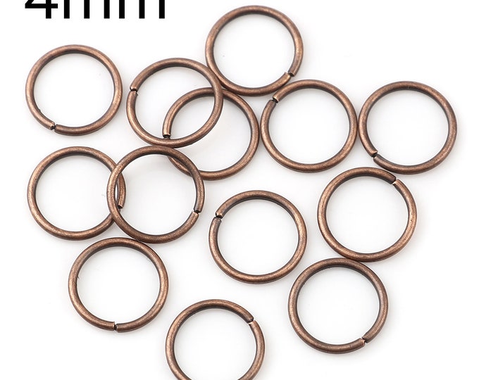 200 Antique Red Copper Tone Opened Jump Rings 4x.7mm  (A361e)