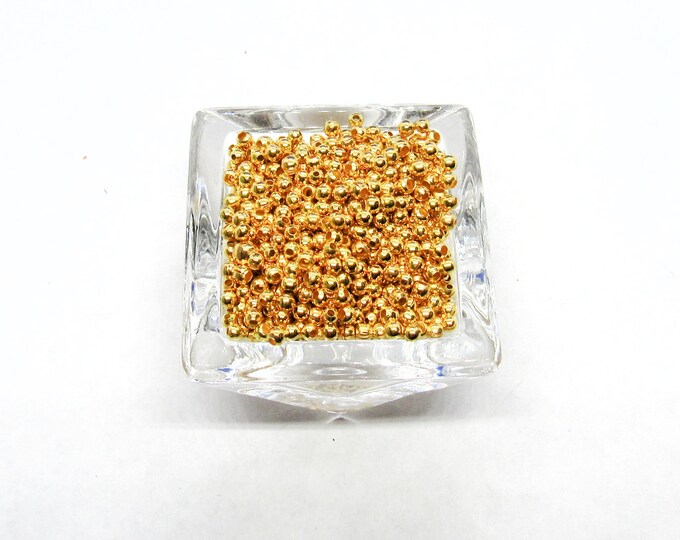 20g (approx 800) 2.5mm Gold Tone Alloy Round Spacer/Crimp Beads  (A75f)