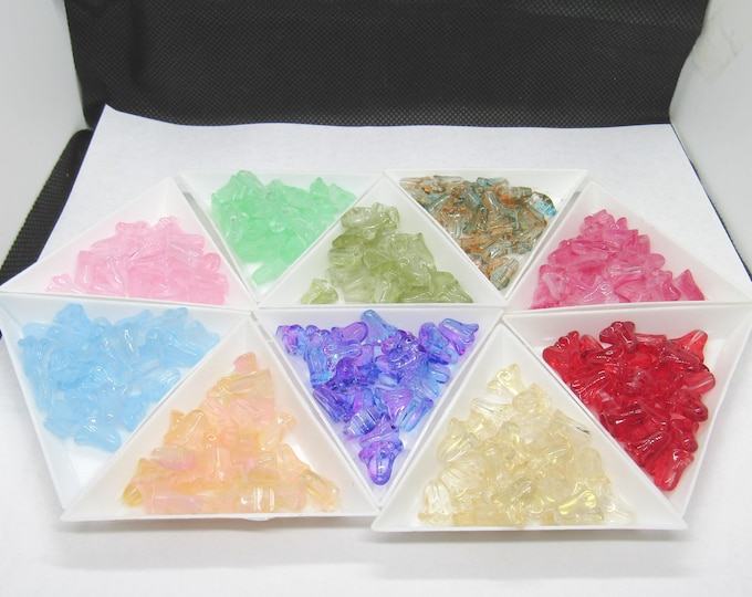 Choice of Color 25Pcs Spray Painted Transparent Glass Tulip Beads 10x11x5.5mm (A500A-J) (10/25)