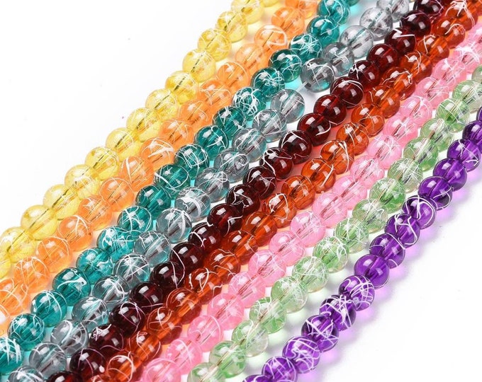 1 Strand 6mm Choice of Color Drawbench Glass Beads (A293/314a-e)