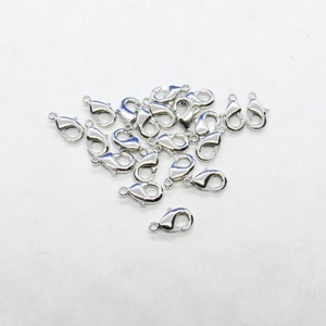10 (304) Stainless Steel Silver Tone Alloy Lobster Claw Clasps 12x7mm (A216s/382d)